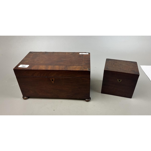 262 - Large Victorian mahogany tea caddy together with a smaller tea caddy
