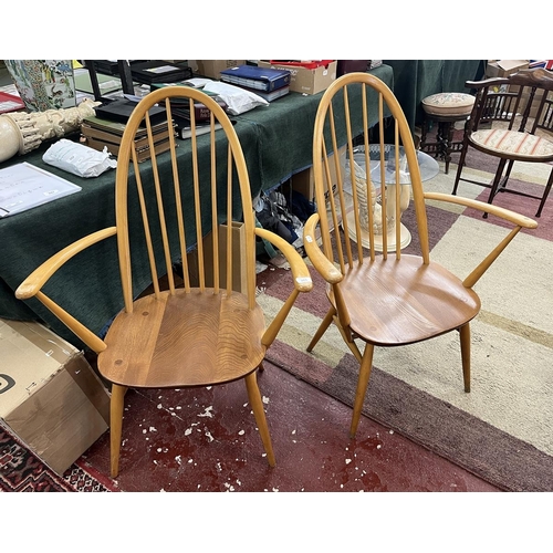 265 - Pair of blonde elm Ercol armchairs