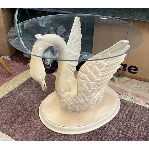 266 - Glass topped occasional table in the form of a swan