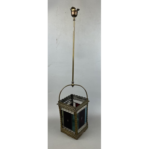 269 - Brass and coloured glass light fitting