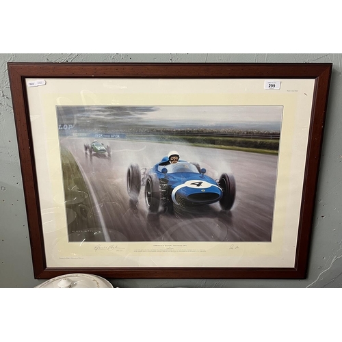 299 - L/E Stirling Moss signed print 'A Moment of Triumph at Silverstone' 492/500 by Gerald Coulson
