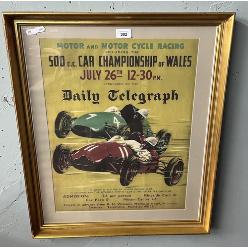 302 - 1957 Championship of Wales framed racing poster