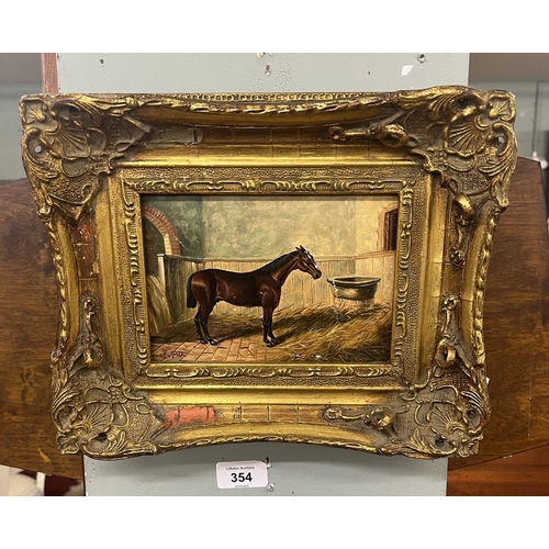 354 - Horse picture in gilt frame - Approx 29cm x 24cm