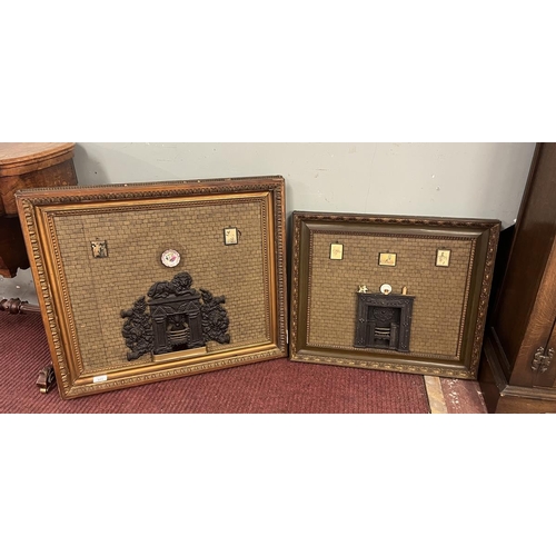 371 - 2 fireplace framed dioramas 