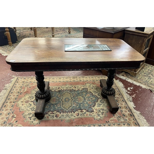 375 - Antique rosewood library table - Approx size L: 123cm W: 71cm H: 74cm