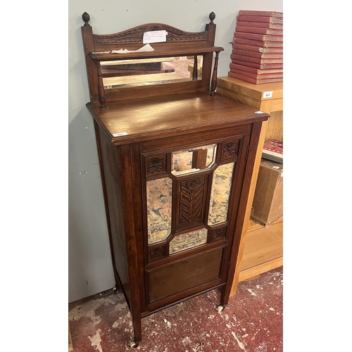 407 - Edwardian mahogany bevelled mirror glazed music cabinet - Approx size W: 54cm D: 38cm H: 136cm