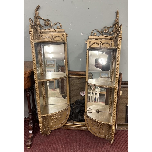 414 - Pair of large antique gilt corner mirrors - Approx height 125cm