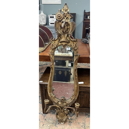 415 - Large antique mirror with candle sconces - Approx height 134cm