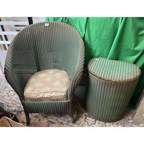 458 - Lloyd Loom chair and laundry basket