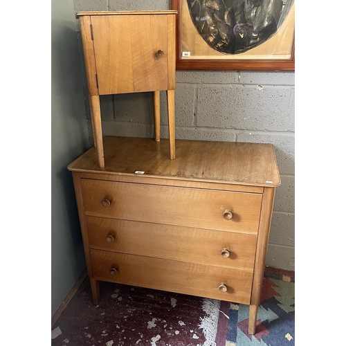 463 - Gordon Russell chest of drawers and bedside cabinet