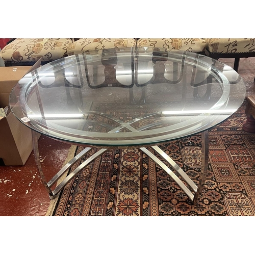 468 - Retro chrome and glass topped coffee table