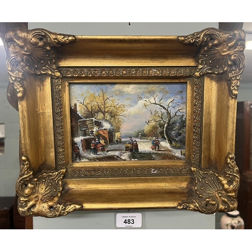 483 - Small oil on board in gilt frame