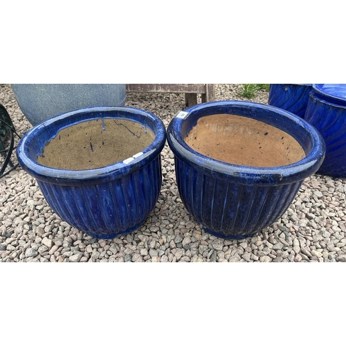 500 - Pair of large cobalt blue glazed pots