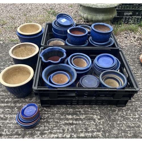 507 - Large collection of glazed garden pots