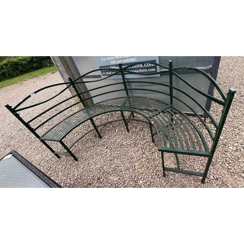 512 - Semi circular metal garden bench - Approx Height: 90cm Length at widest point: 176cm Depth: 84cm