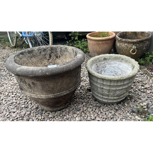525 - 2 circular stone planters