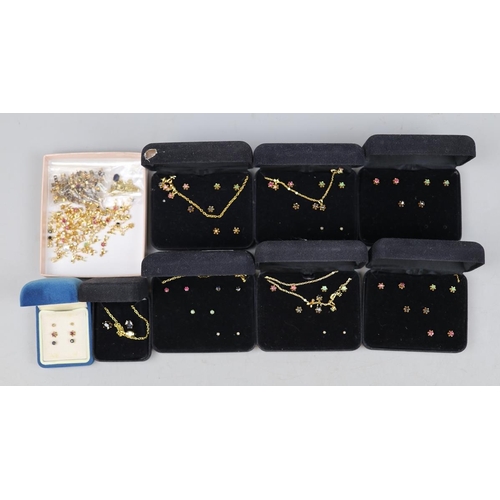 75 - Collection of costume jewellery mainly semi-precious stone stud earrings