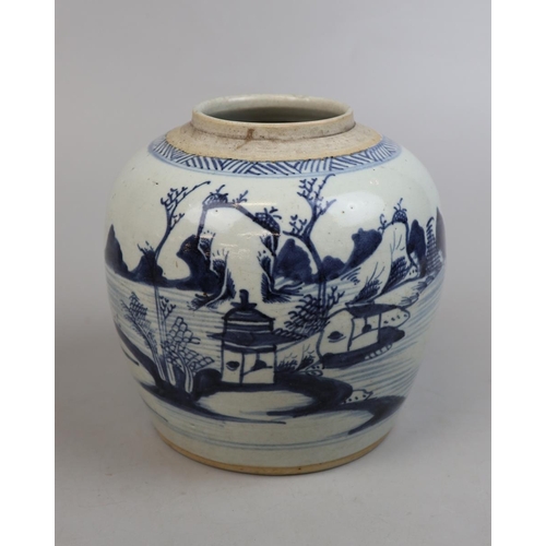 146 - Large Amari pattern dish together with blue and white ginger jar