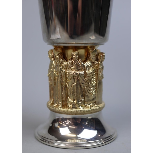 15 - Aurum boxed Winchester Cathedral silver and gold plate goblet - Approx height 16.5cm Weight: 405g