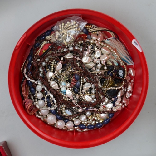 152 - Collection of costume jewellery together with a musical jewellery box and small straw work box