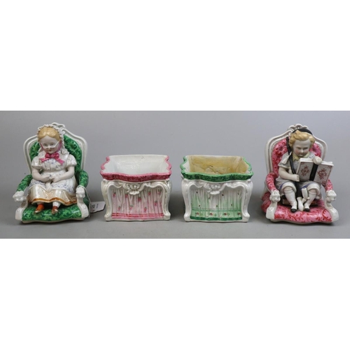 161 - Pair of Bohemian tobacco jars - Seated children