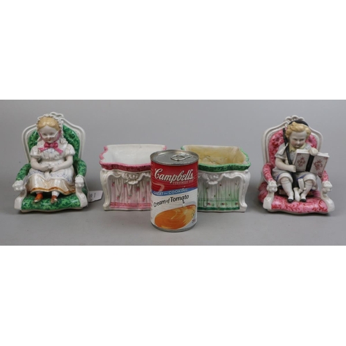 161 - Pair of Bohemian tobacco jars - Seated children