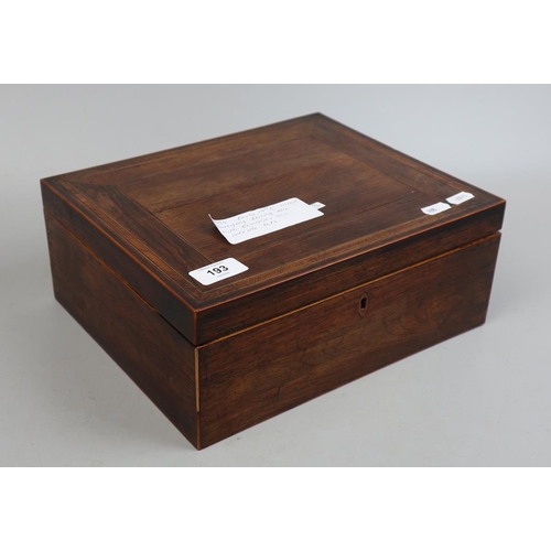 193 - Early 19th C. Marquetry inlaid Sewing Box with contents, including collectible sewing needle packs