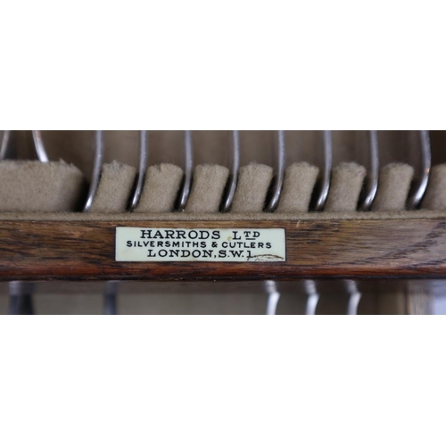 225 - 1950's Harrod's Oak Canteen with Original Cutlery