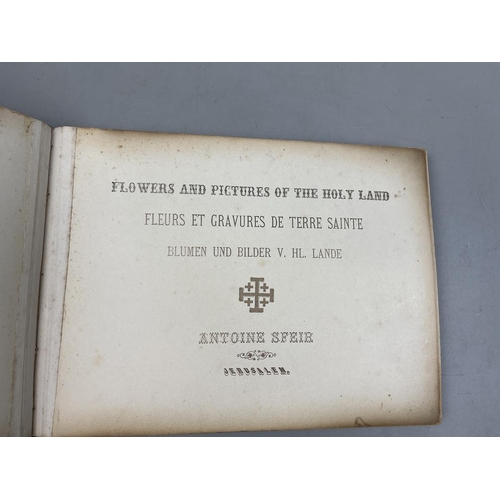 260 - Olivewood bound book - flowers and pictures of the Holy Land