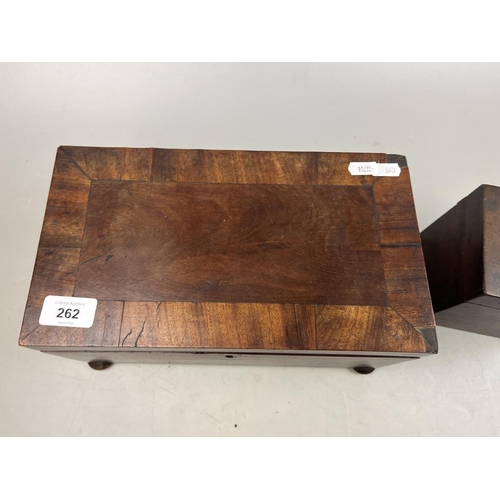 262 - Large Victorian mahogany tea caddy together with a smaller tea caddy