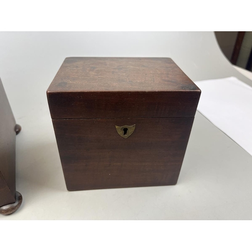 262 - Large Victorian mahogany tea caddy together with a smaller tea caddy