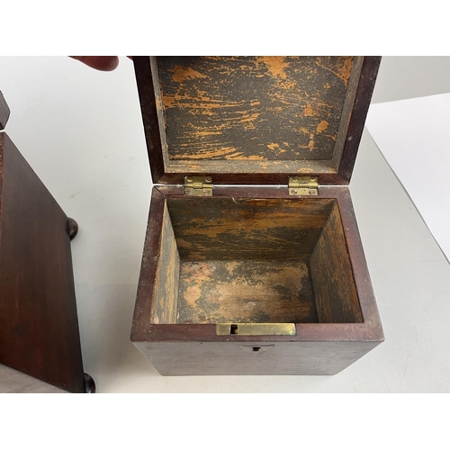 262 - Large Victorian mahogany tea caddy together with a smaller tea caddy