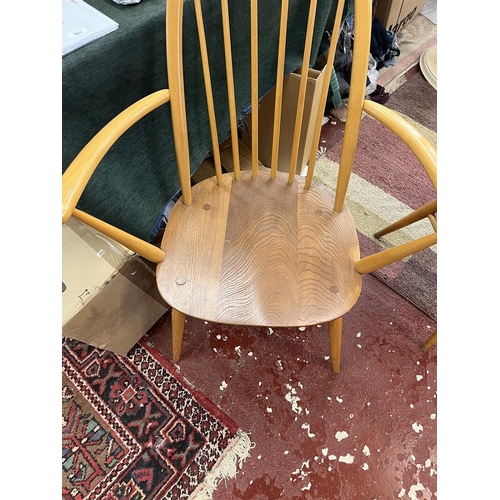 265 - Pair of blonde elm Ercol armchairs