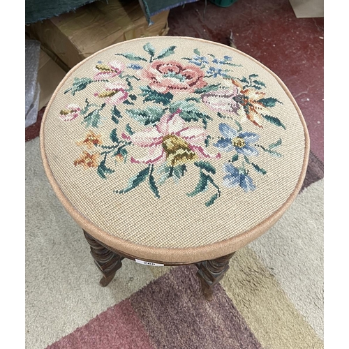 268 - Victorian rise and fall piano stool with tapestry seat