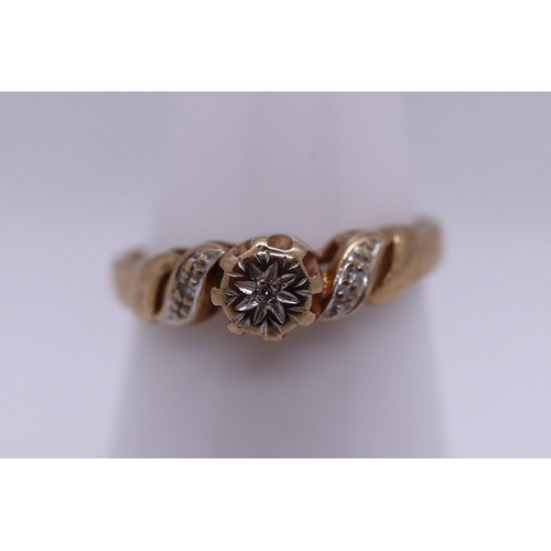 27 - 9ct gold diamond solitaire ring - Size M