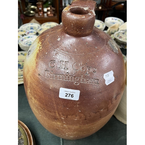 276 - 4 stone ware jugs all with local interest - Approx heights 50cm  39cm  32cm  30cm