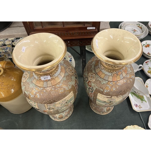 277 - Pair of large antique Japanese Satsuma vases - Approx height 64cm