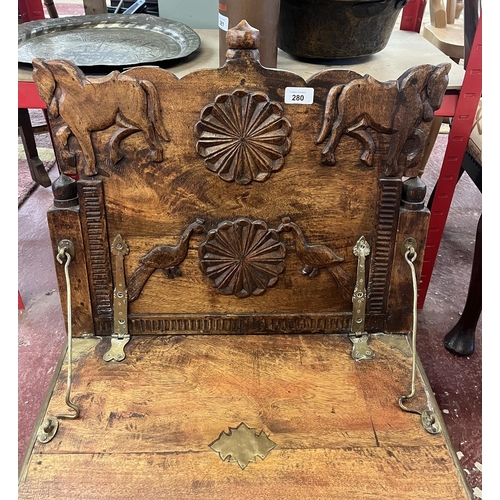 280 - Antique wood and brass folding Eastern low chair