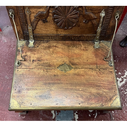 280 - Antique wood and brass folding Eastern low chair