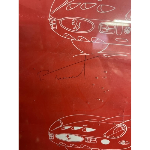 296 - Club Ferrari France Framed signed poster 1982 - Image size 39cm x 60cm