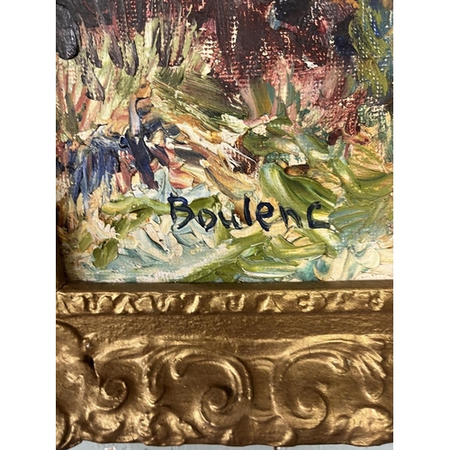 297 - Oil on board of river scene signed Boulenc - Image size 59cm x 50cm