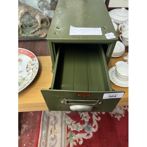 304 - 3 x Green Military 'Veteran' Model Pat No.646338, Metal Filling Cabinets.