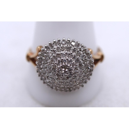 31 - Large 9ct gold diamond cluster ring - Size X