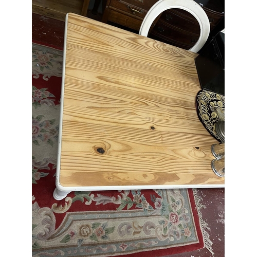 313 - Large painted pine kitchen table - Approx size L: 180cm W: 90cm H: 77cm