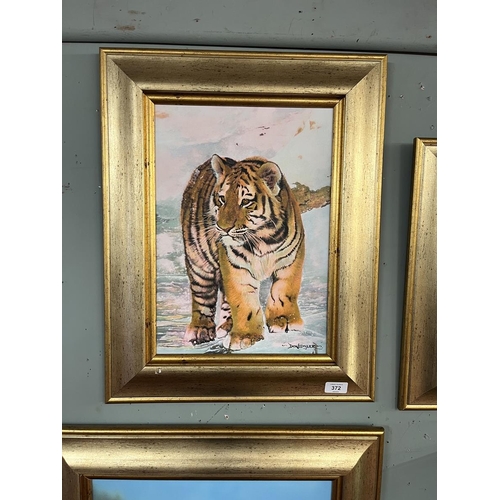 372 - 3 oil on board paintings of big cats by Don Styler