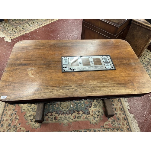 375 - Antique rosewood library table - Approx size L: 123cm W: 71cm H: 74cm