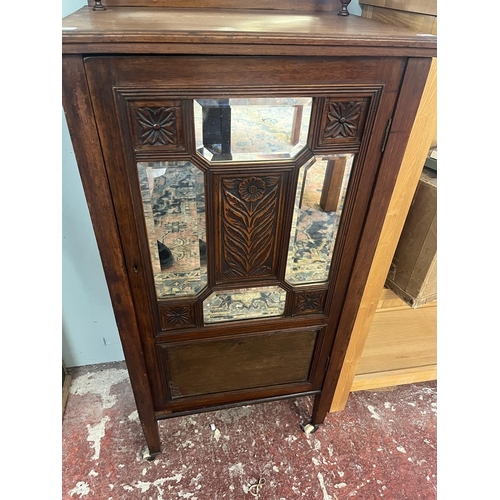 407 - Edwardian mahogany bevelled mirror glazed music cabinet - Approx size W: 54cm D: 38cm H: 136cm