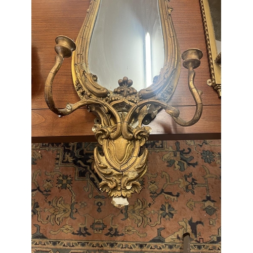 415 - Large antique mirror with candle sconces - Approx height 134cm