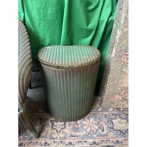 458 - Lloyd Loom chair and laundry basket