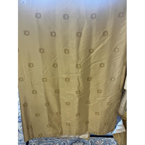 464 - 2 pairs of Clive Christian curtains with liners and pelmets from stately home - Gold and cream satin... 